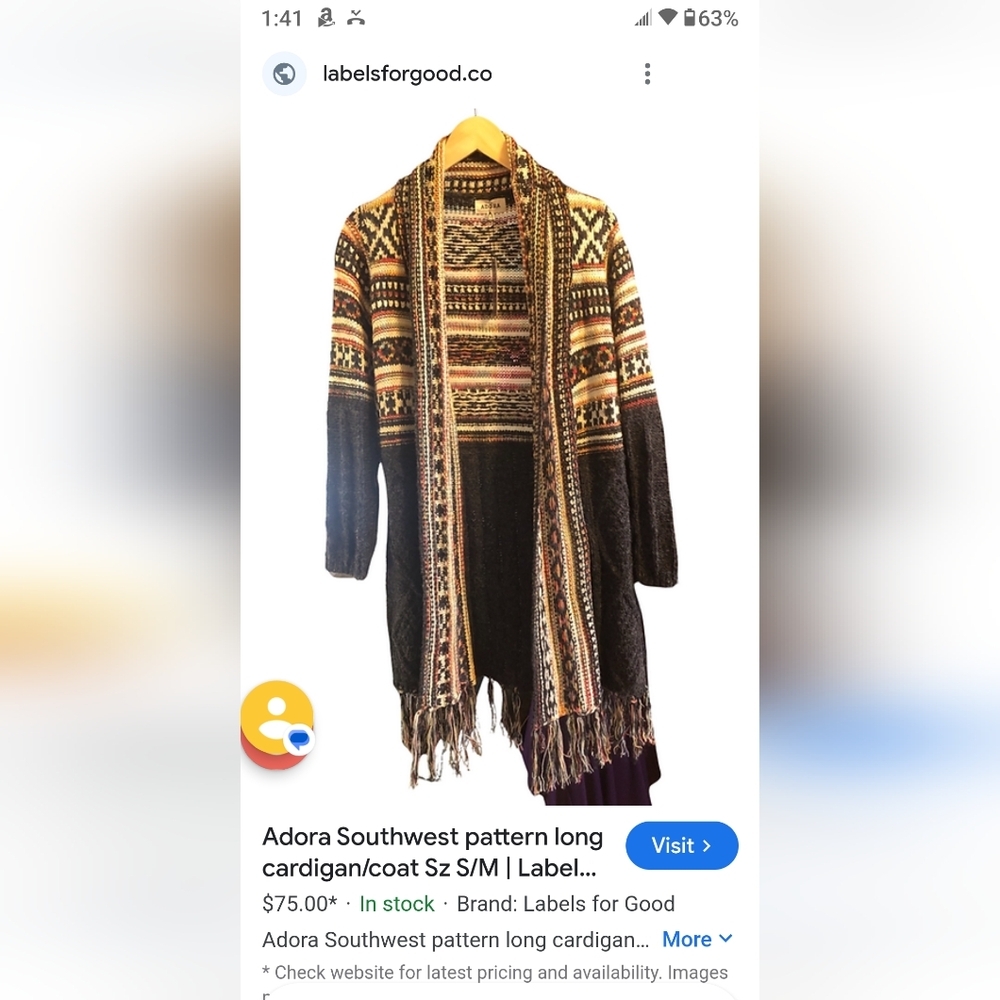 ADORA Southwest Pattern Long Fringe Cardigan - Brown Multi